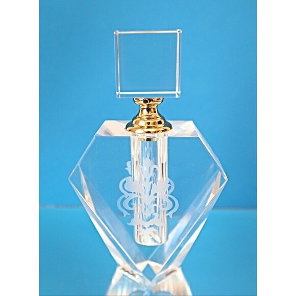 Damask Etched Perfume Bottle 2 Cologne Bottles Vintage - Picture 4 of 6